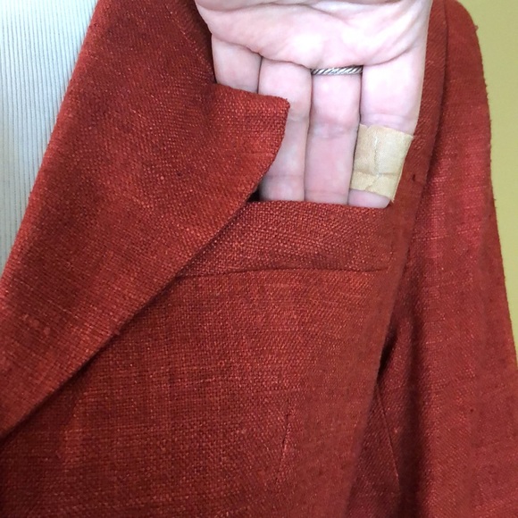Vtg 90s Y2K ANN TAYLOR Size 6 Longline Blazer 100% Nubby Silk Pumpkin Spice FALL - Picture 11 of 16